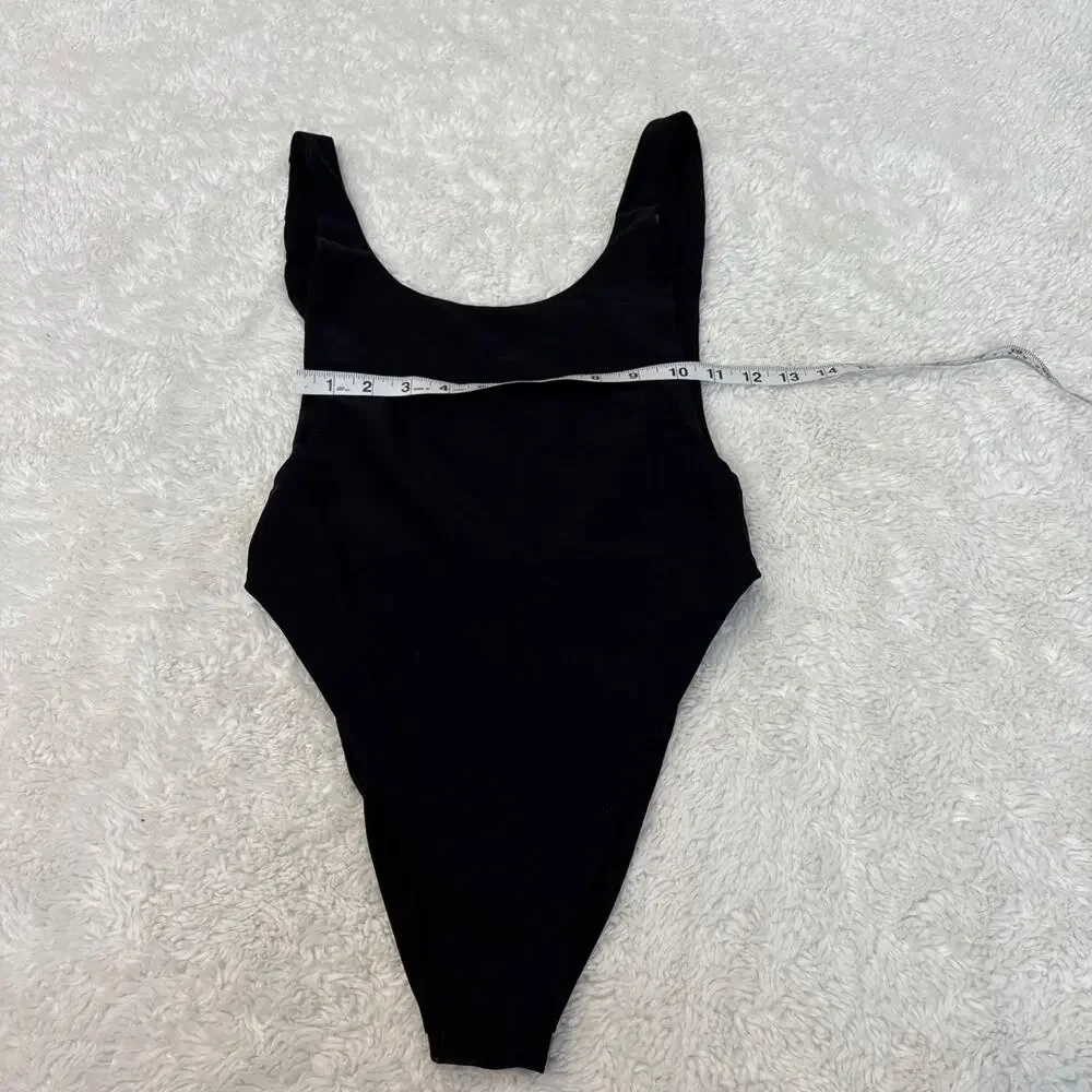 Aerie Black Scoop Neck Low Back One Piece Swimsuit S Beach Resort Classic Sexy